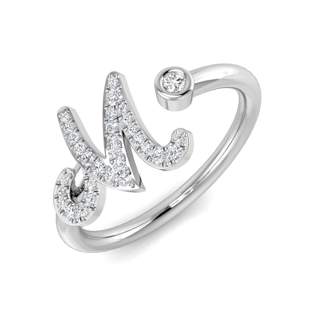 Initials Diamond Ring 0.12ct – SR52-M – 18k White Gold