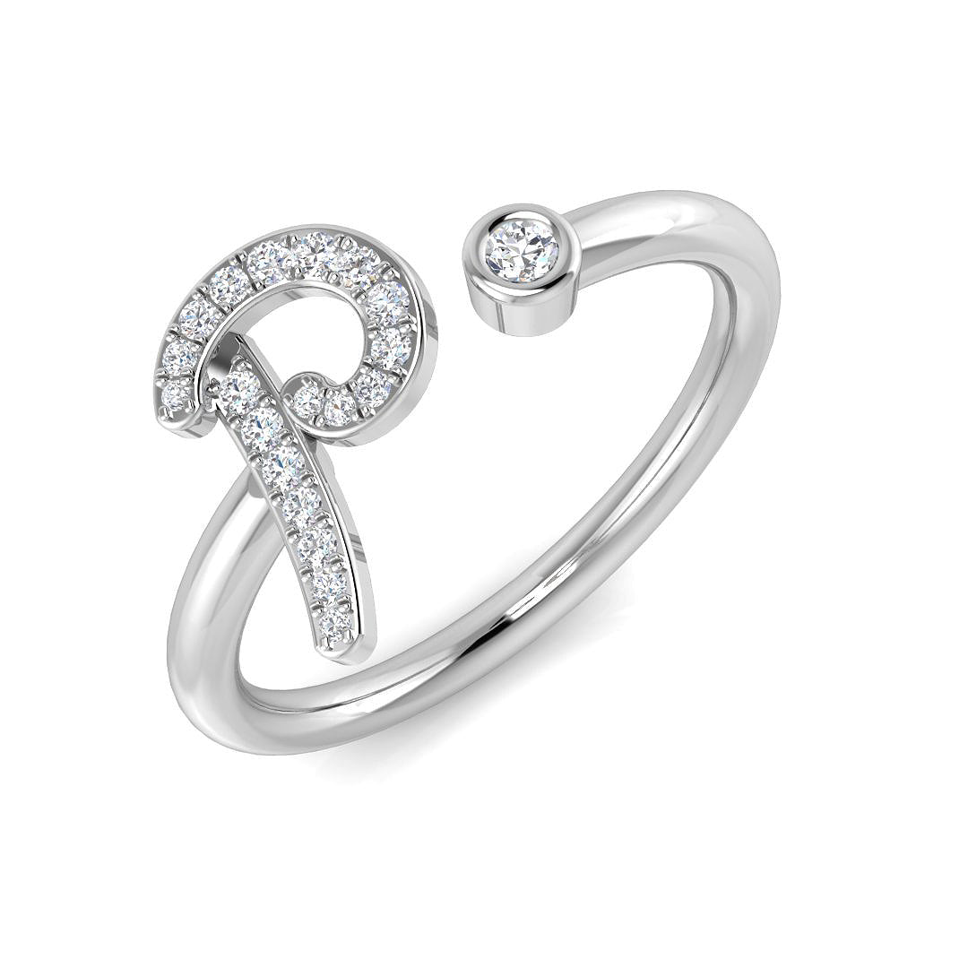 Initials Diamond Ring 0.09ct – SR52-P – 18k White Gold