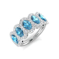 Blue Topaz Diamond Ring 3.48ct – SR631 – 18k White Gold