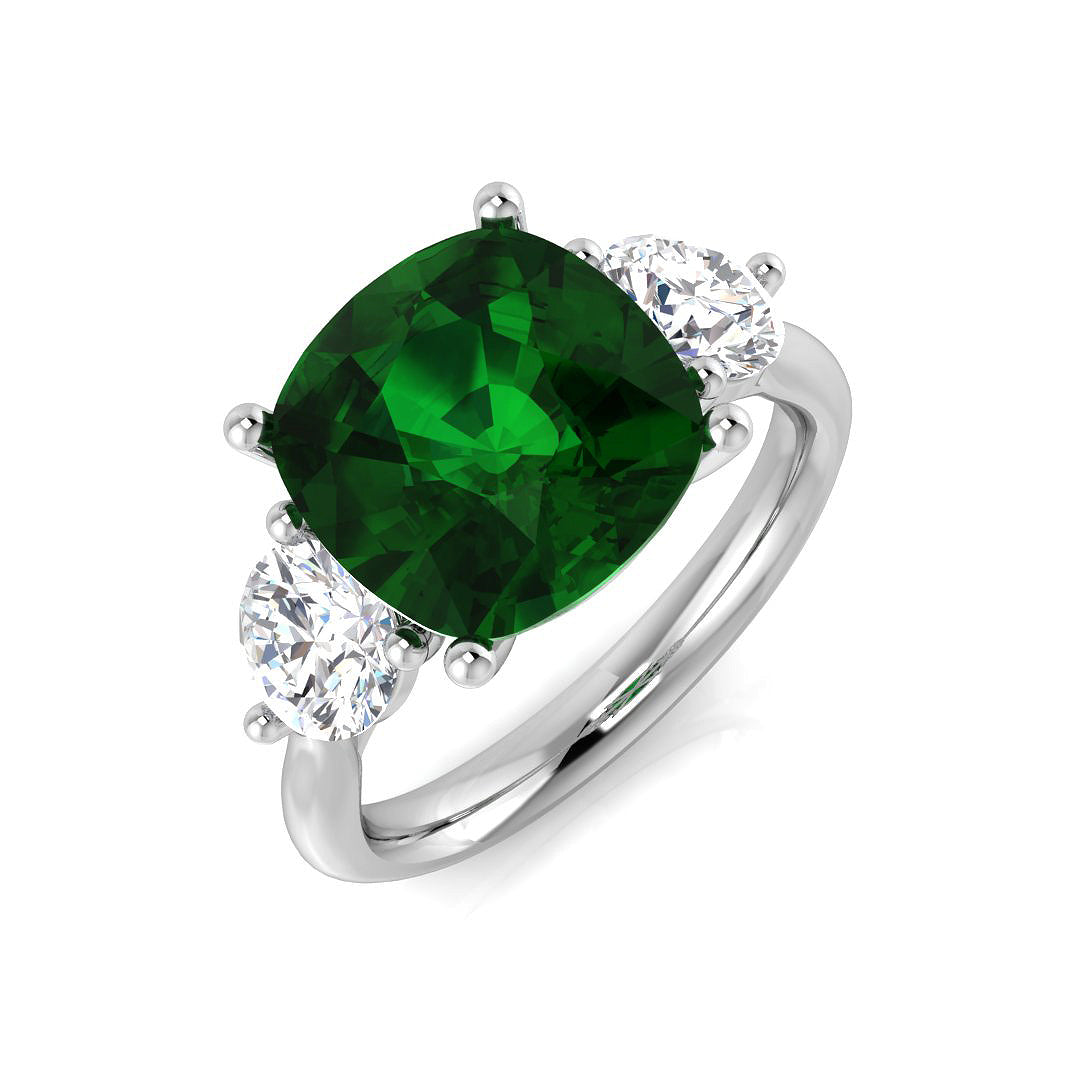 Emerald Diamond Ring 4.41ct – SR632~EM – 18k White Gold