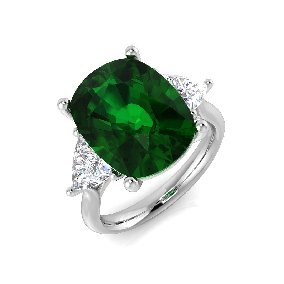 Emerald Diamond Ring 8.05ct – SR634~EM – 18k White Gold