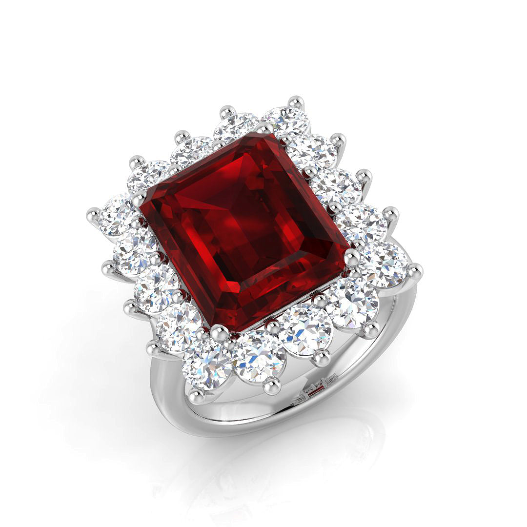 Cluster Diamond Ring 10.2ct – SR780~RY – 18k White Gold