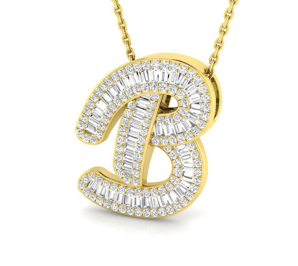 Small Baguette Pendant - Yellow Gold