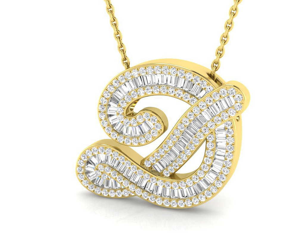Small Baguette Pendant - Yellow Gold