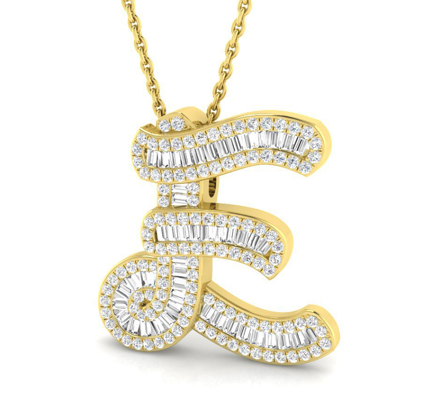 Small Baguette Pendant - Yellow Gold