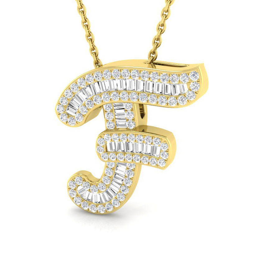 Small Baguette Pendant - Yellow Gold
