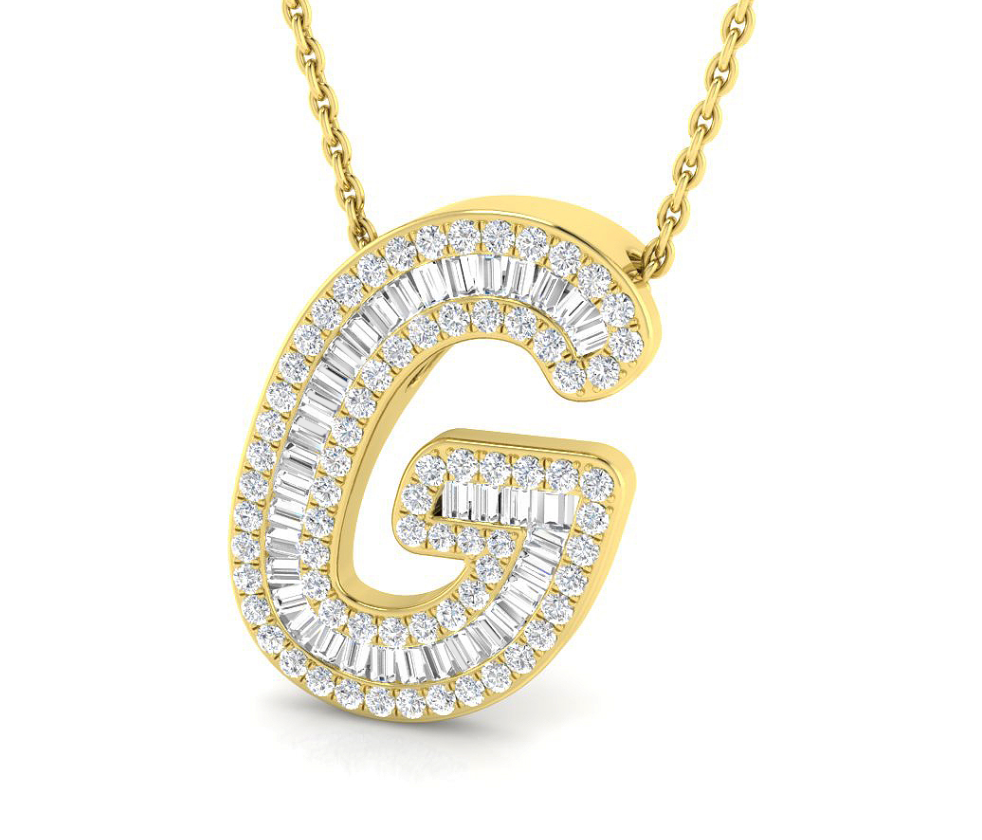 Small Baguette Pendant - Yellow Gold