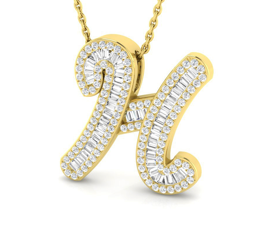 Small Baguette Pendant - Yellow Gold