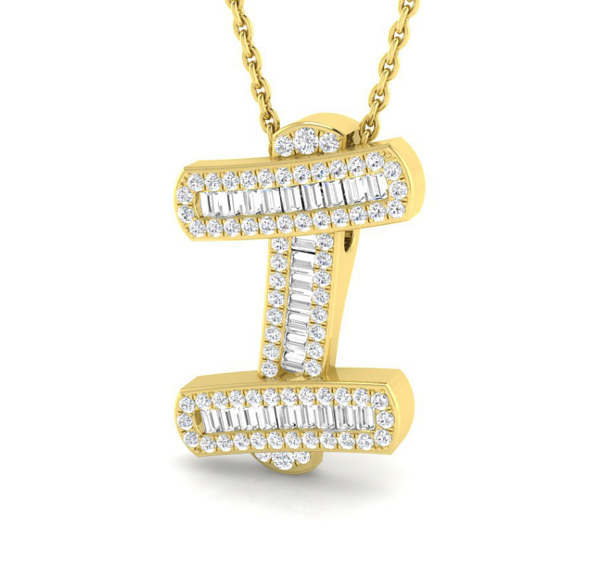 Small Baguette Pendant - Yellow Gold