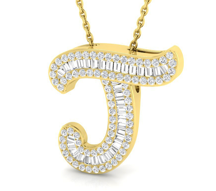Small Baguette Pendant - Yellow Gold