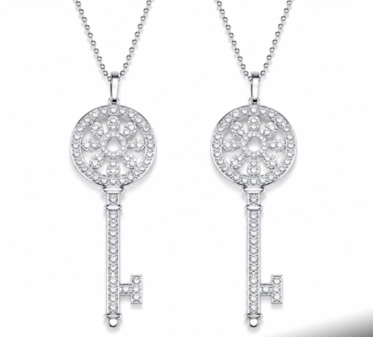 Crystal key pendant necklace
