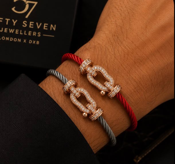 Diamond cable bracelet worn on wrist