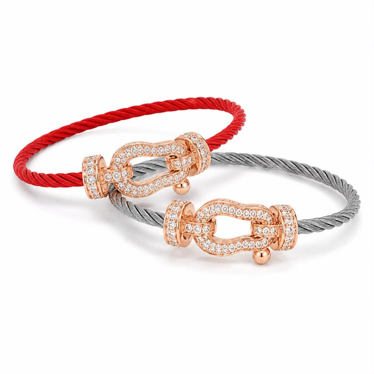 Diamond cable bracelet red and grey