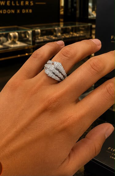 Diamond Serpent Wrap Ring - worn on hand