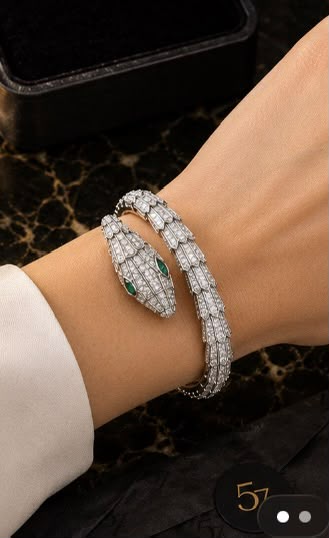Diamond Serpent Bangle worn on wrist