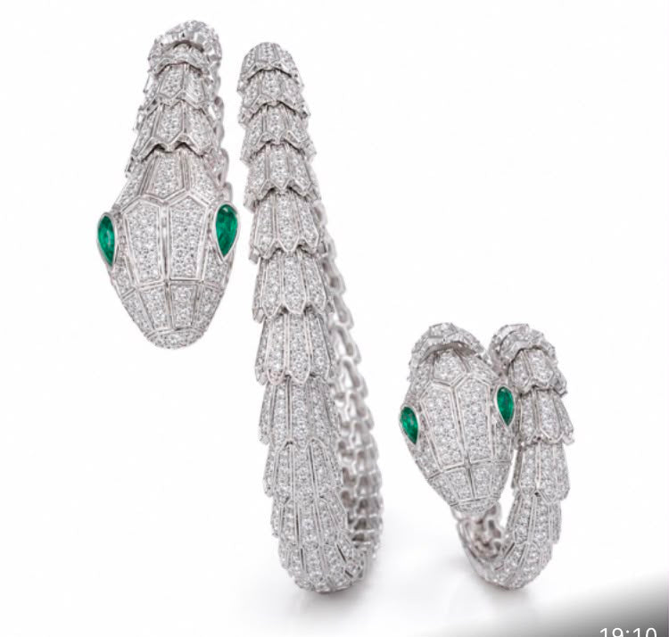 Diamond Serpent Bangle - product shot showing bracelet and ring set
