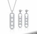 Floating Diamond Oval Drop Earrings and matching necklace product shot