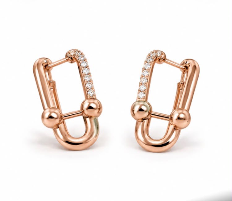 Diamond Pavé Link Hoop Earrings product shot in rose gold
