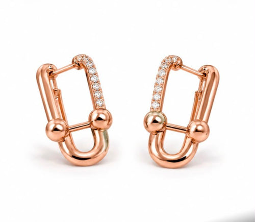 Diamond Pavé Link Hoop Earrings product shot in rose gold