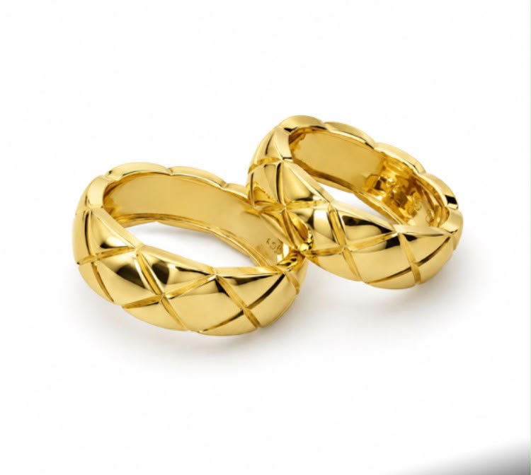 Quilted Gold Chunky Hoop Earrings product shot
