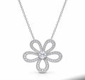 Diamond Pavé Flower Pendant Necklace product shot on white background