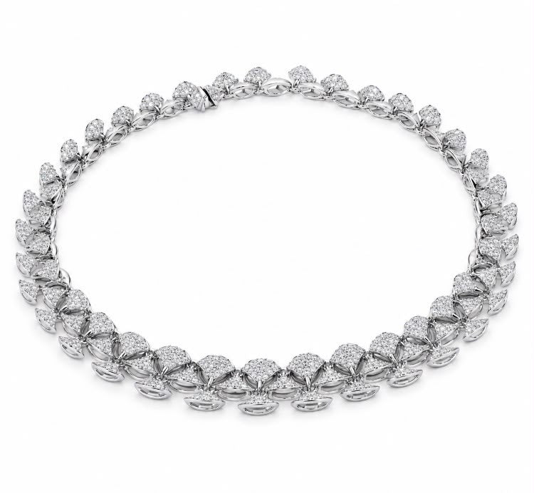 Diamond Pavé Leaf Collar Necklace product shot on white background