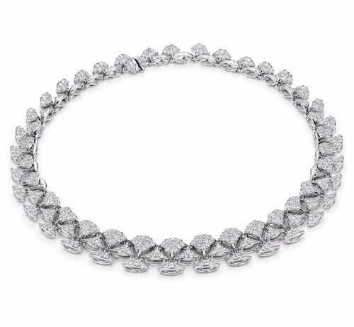 Diamond Pavé Leaf Collar Necklace product shot on white background