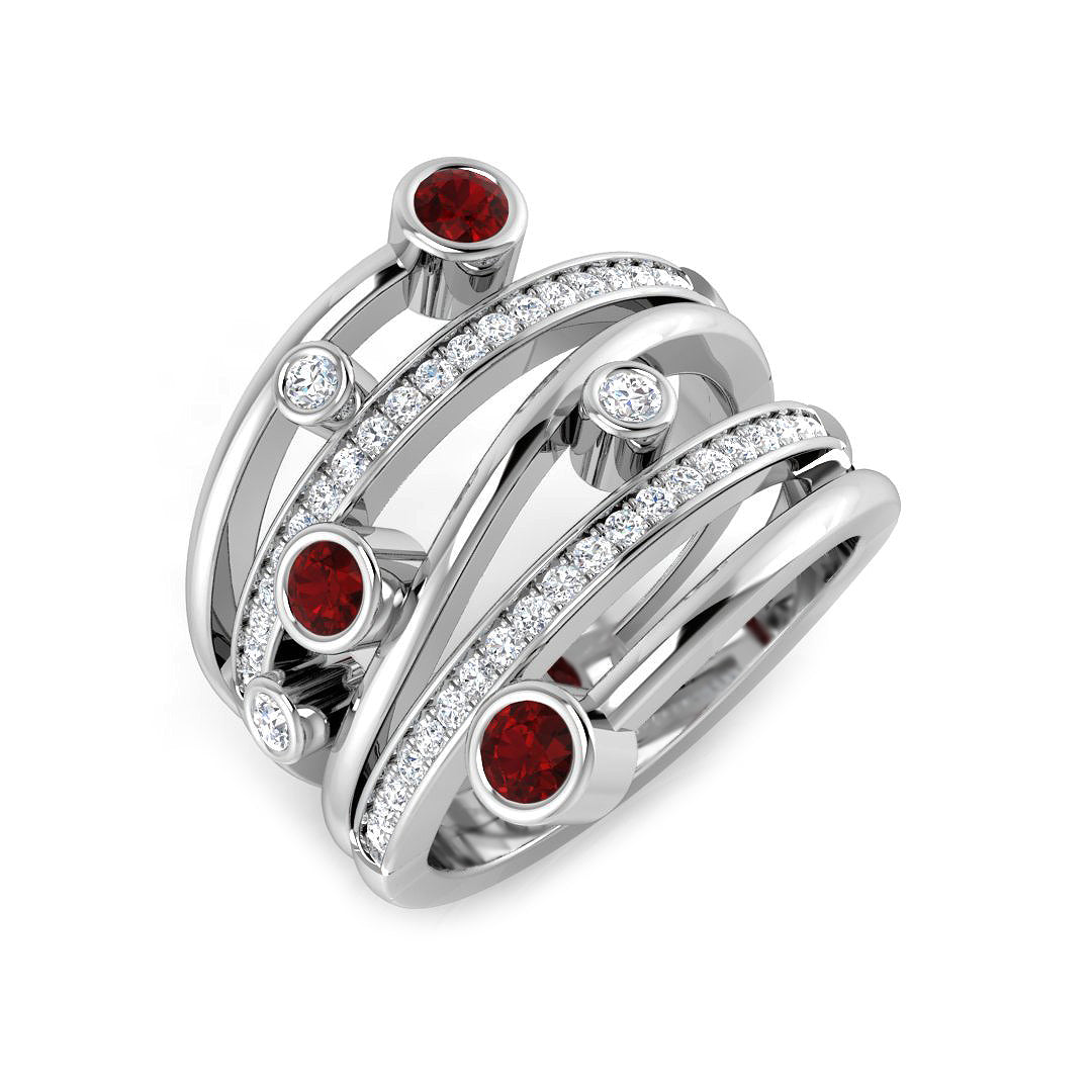Ruby Diamond Ring 0.69ct – XYR8334~RY – 18k White Gold
