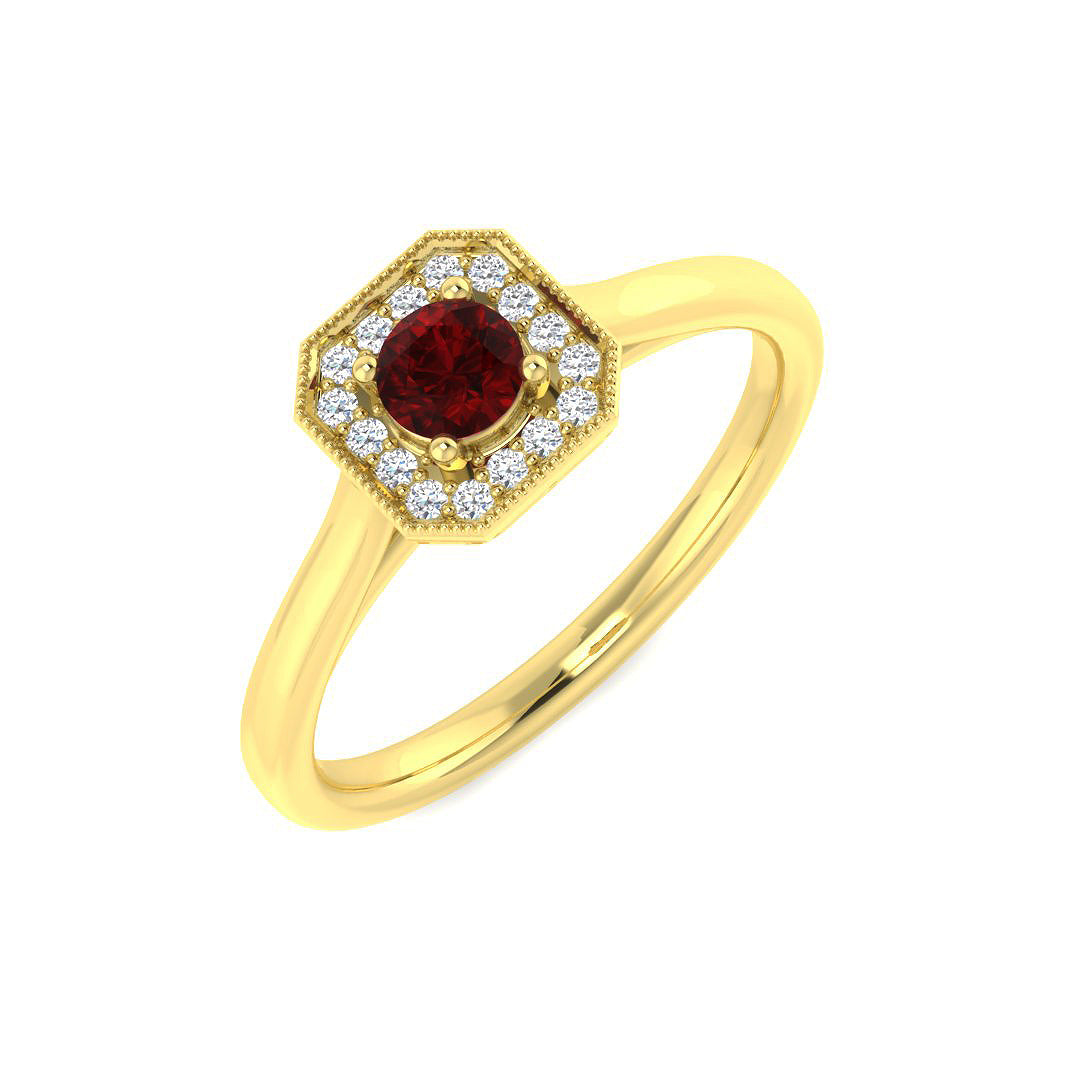 Ruby Diamond Ring 0.27ct – SR7978~RY – 18k Yellow Gold