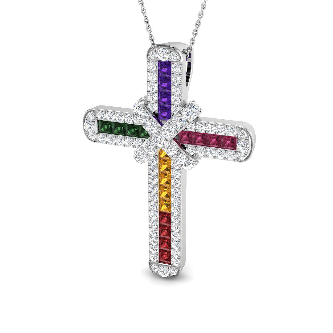 Cross Diamond Ring 2.31ct–5.82ct – SP6869~MS – 18k White Gold