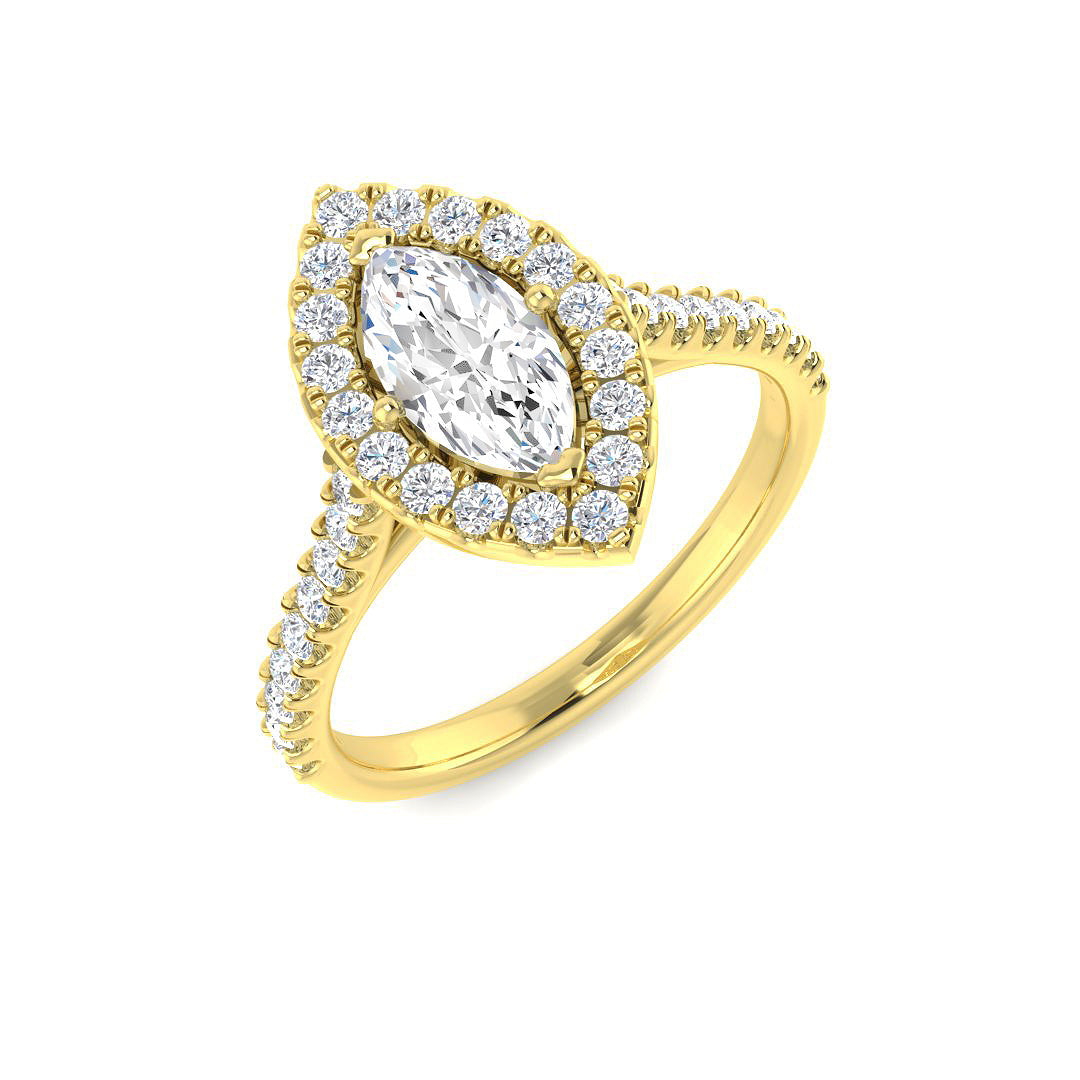 Halo Diamond Ring 0.48ct–1.09ct – SR1128 – 18k Yellow Gold