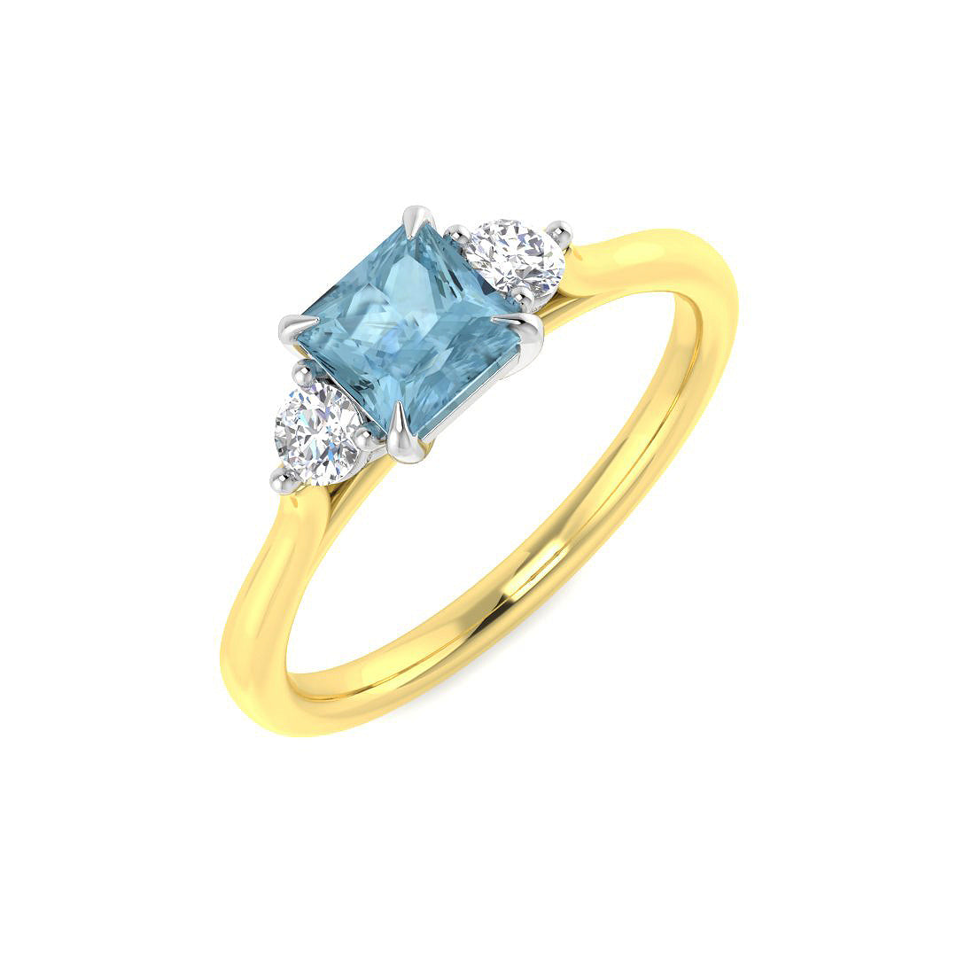 Aquamarine Diamond Ring 0.57ct – SR5434~AQ – 18k Yellow Gold