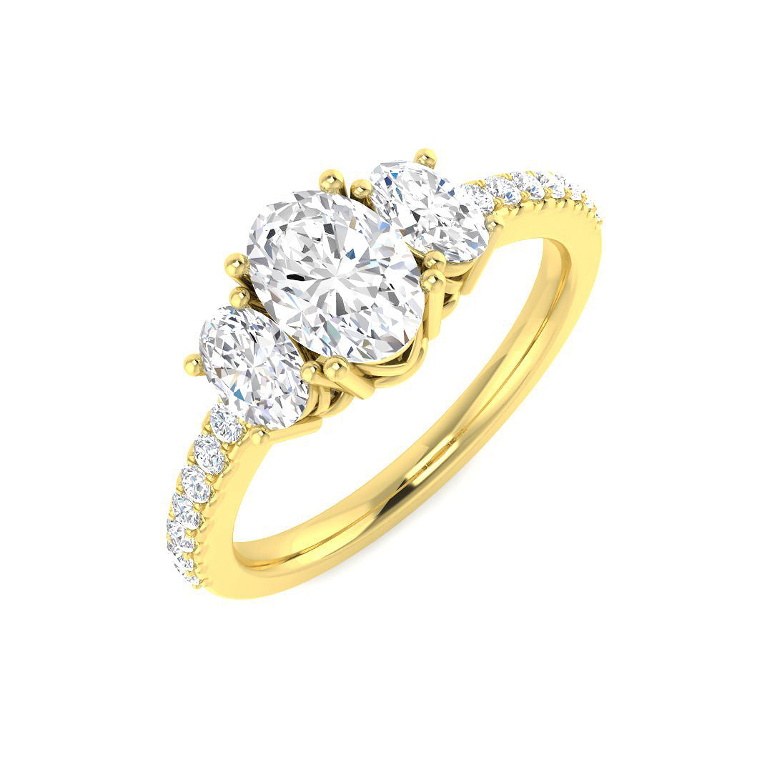 Three Stone Lab-Grown Diamond Ring 1.35ct–2.93ct – SR6338 – 18k Yellow Gold