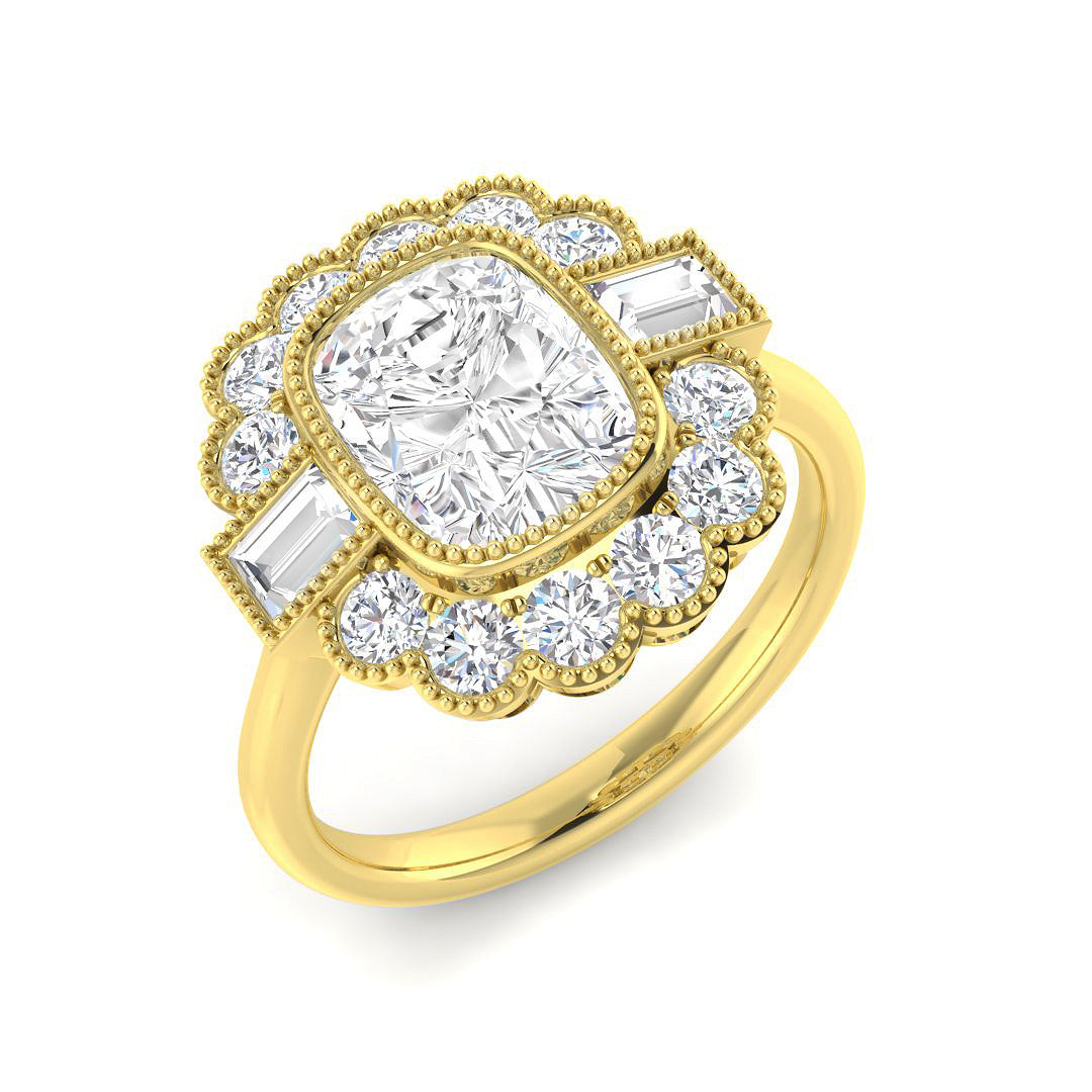 Vintage Lab-Grown Diamond Ring 1.36ct–4.22ct – SR6956 – 18k Yellow Gold