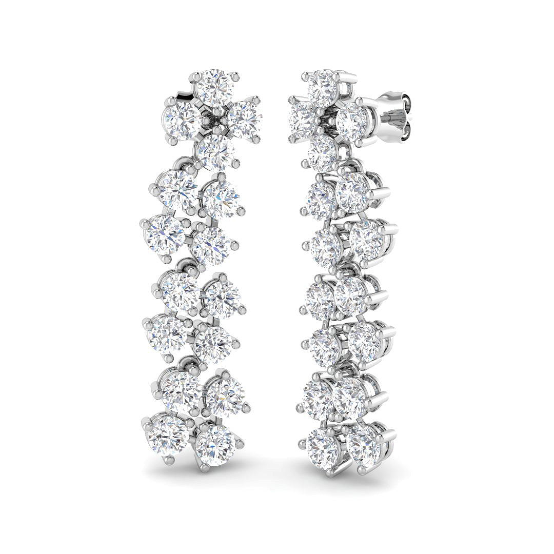 Drop & Trilogy Diamond Ring 6.43ct – SE7183 – 18k White Gold