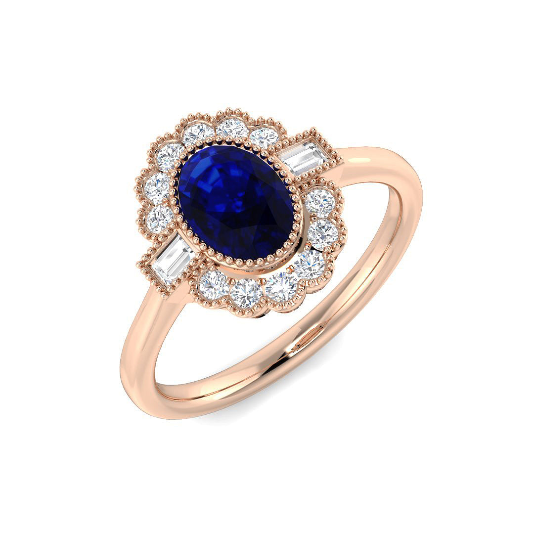 Vintage Diamond Ring 1.02ct–1.33ct – SR7464~BS – 18k Rose Gold