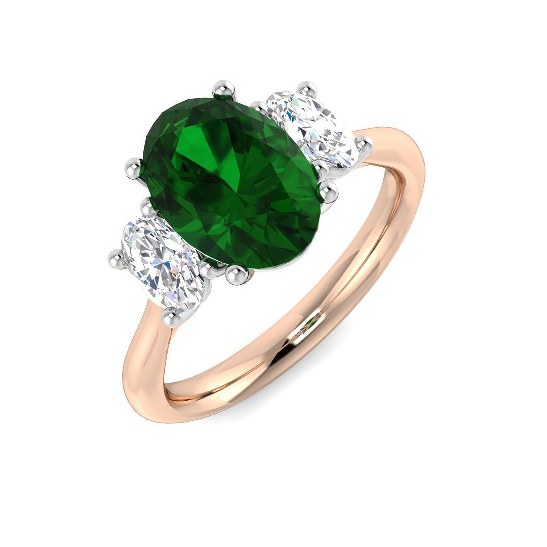 Emerald Lab-Grown Diamond Ring 2.42ct – SR635~COEM – 18k Rose Gold