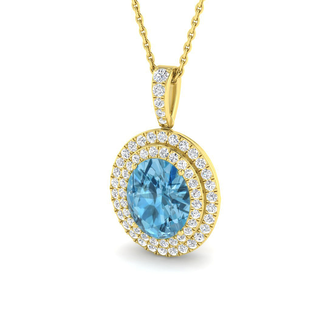 Blue Topaz Diamond Ring 3.46ct – SP4105~SBT – 18k Yellow Gold