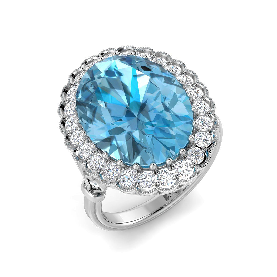 Vintage Diamond Ring 12.75ct – SR6928~SBT – 18k White Gold