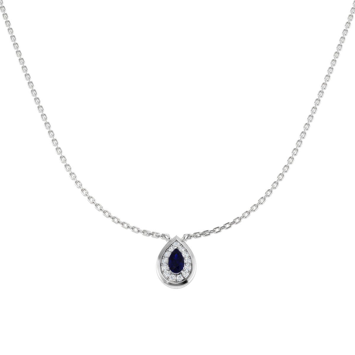 Blue Sapphire Diamond Ring 0.42ct – SN2143~BS – 18k White Gold