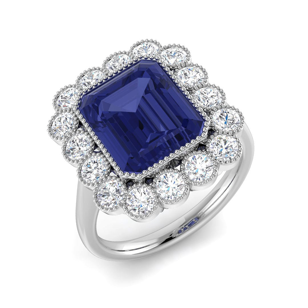 Vintage Diamond Ring 5.8ct – SR7676~TZ – 18k White Gold