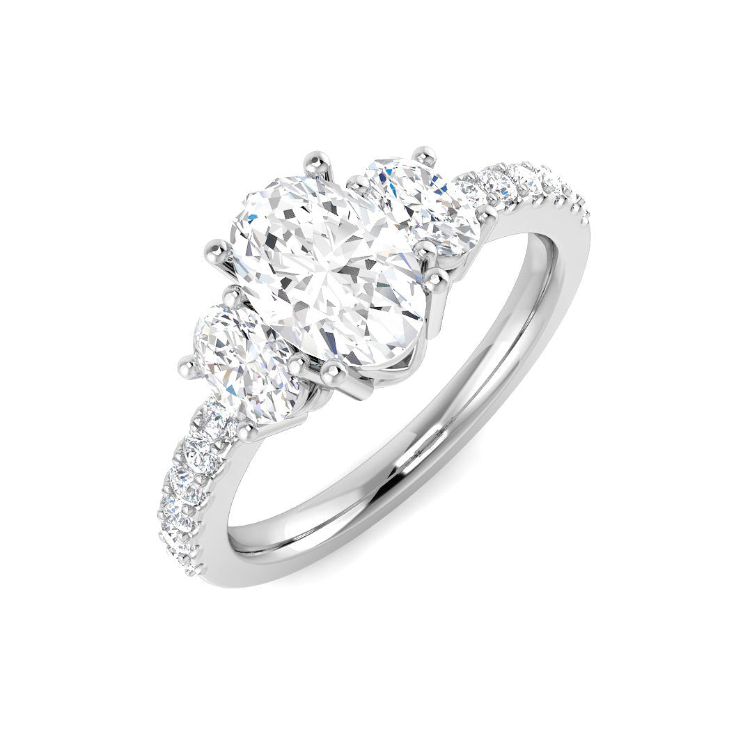 Three Stone Lab-Grown Diamond Ring 1.35ct–2.93ct – SR6338 – 18k White Gold