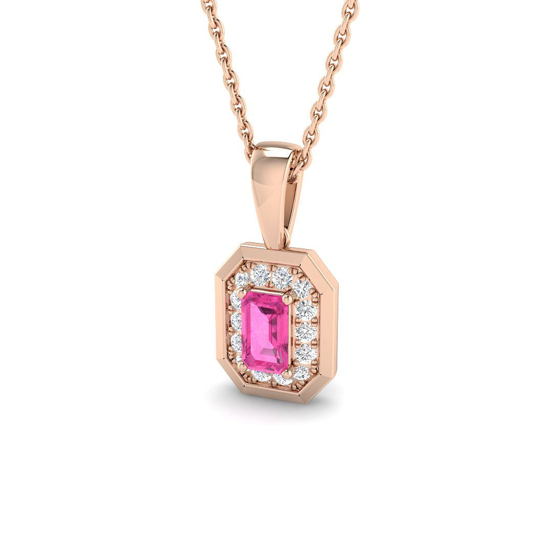 Pink Sapphire Diamond Ring 0.53ct – SN2144P~PS – 18k Rose Gold