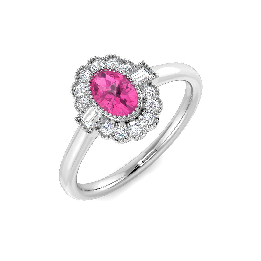 Vintage Diamond Ring 0.72ct – SR7492~PNK – 18k White Gold