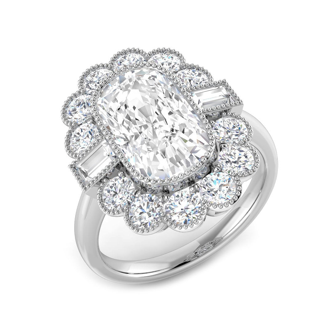 Vintage Lab-Grown Diamond Ring 1.36ct–4.22ct – SR6956 – 18k White Gold