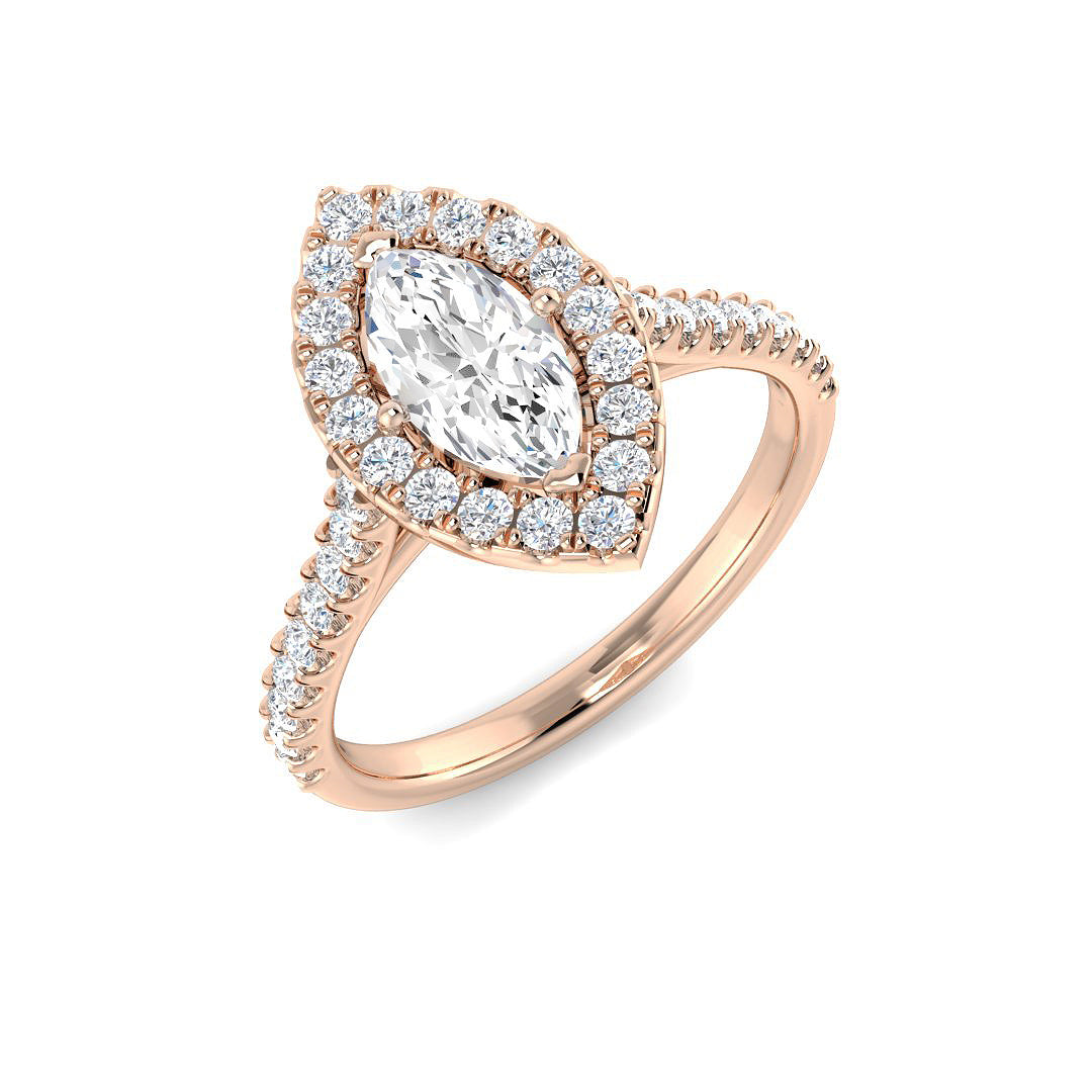 Halo Diamond Ring 0.48ct–1.09ct – SR1128 – 18k Rose Gold