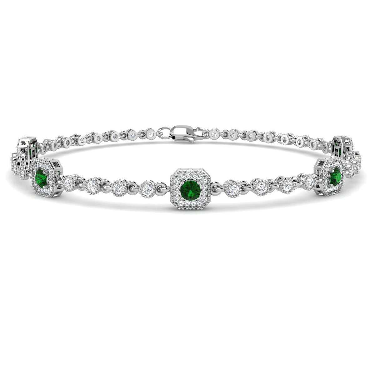 Emerald Diamond Ring 1.6ct – SB3085~EM – 18k White Gold