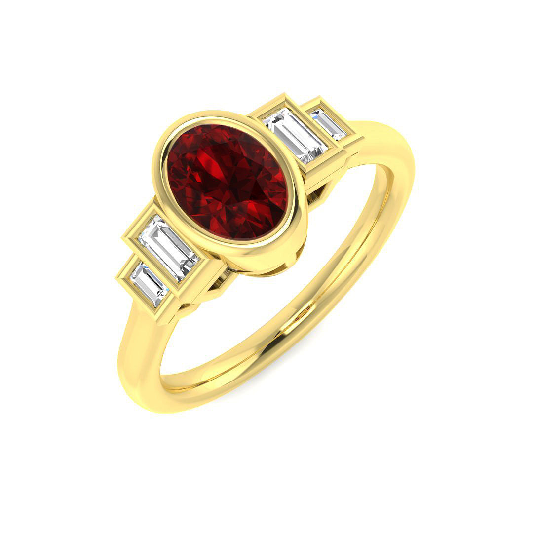 Ruby Diamond Ring 1.24ct – SR1923~RY – 18k Yellow Gold