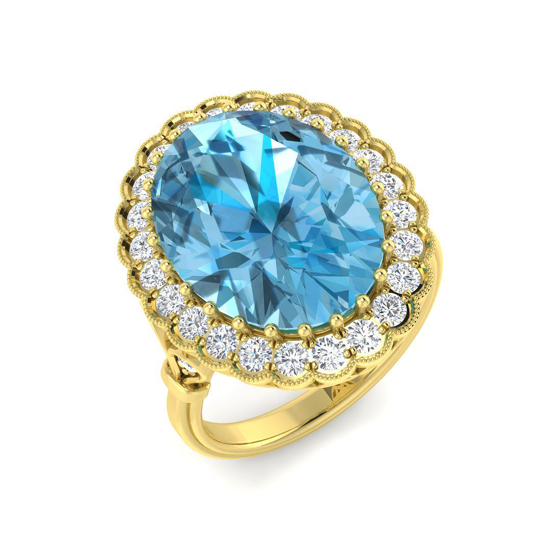 Vintage Diamond Ring 12.75ct – SR6928~SBT – 18k Yellow Gold