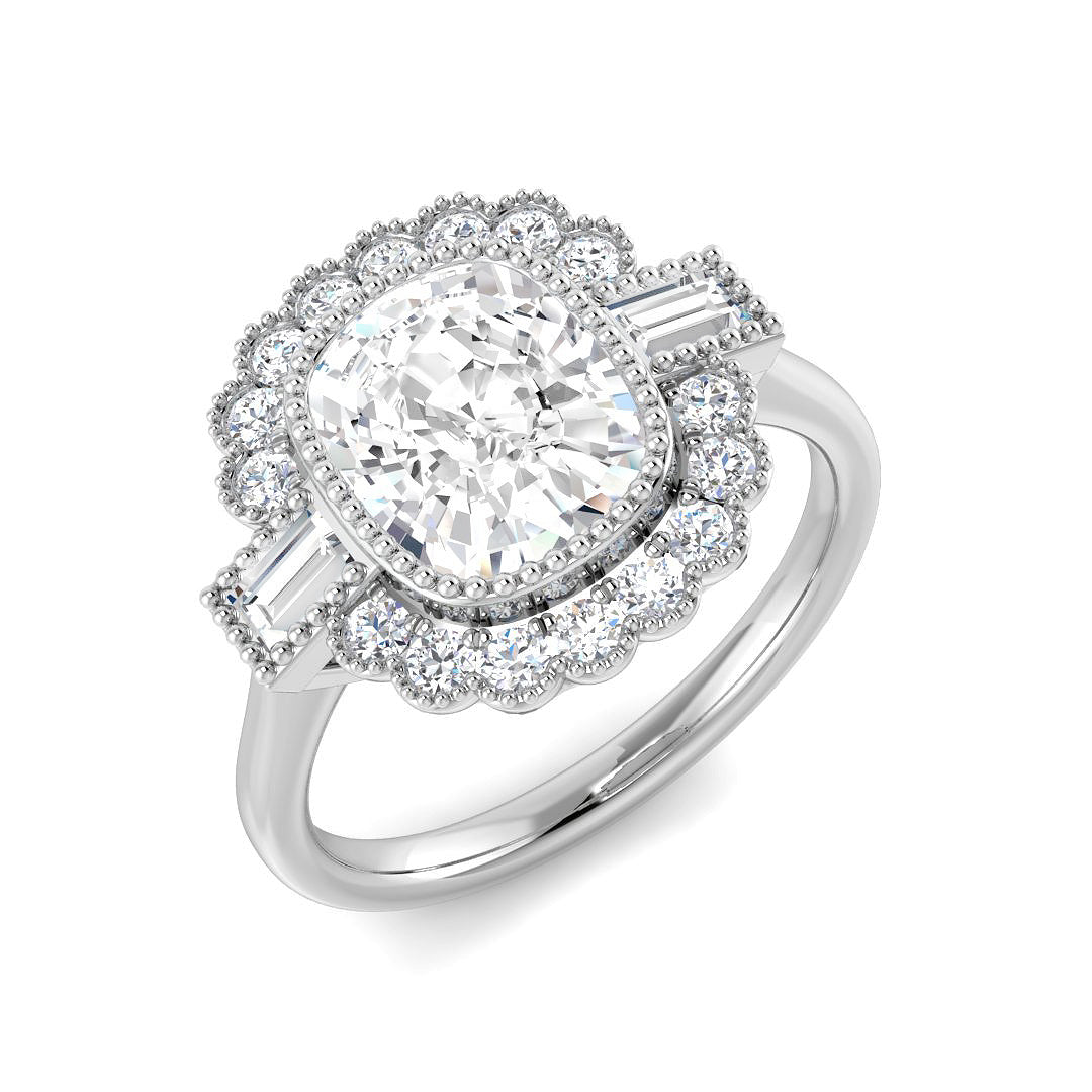 Vintage Lab-Grown Diamond Ring 1.36ct–4.22ct – SR6956 – 18k White Gold